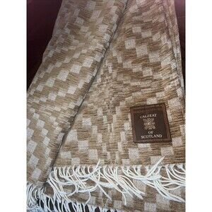 Calzeat Of Scotland Throw Blanket Luxury Geometric Fringe Boho Soft 60” x 60”